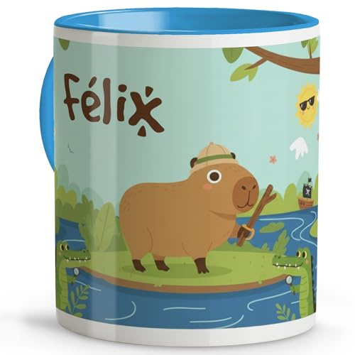 Tazas desayuno. Vasos plastico duro. Taza personalizada plastico infantil. Taza infantil sin BPA. Regalos cumpleaños niños colegio. Detalles cumpleaños niños. Regalo niña y niño. Capibara. Explorador