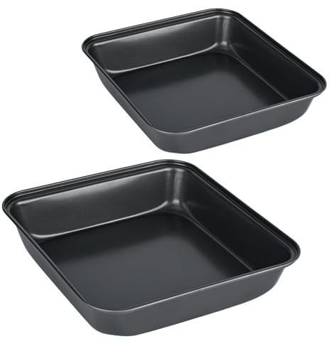 XCDMJ Lot de 2 plats à gratin carrés, carrés, en acier inoxydable, avec revêtement antiadhésif, peuvent également être utilisés comme plat à lasagnes, rôtissoire ou plaque à gâteau, facile à nettoyer