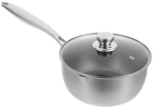 ELAYARD Pentola Antiaderente in Acciaio Inox 20 Cm Superficie a Nido D’ape, Pentola Piccola Multifunzione per Latte, Verdure e Pasta, Scolapasta Integrato, per Cucina Domestica