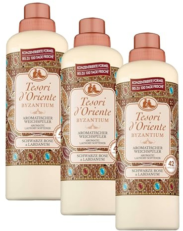 TESORI D’ORIENTE Weichspüler 'Byzantium' | Für 42 Wäscheladungen | Duft für bis zu 100 Tage mit schwarzer Rose und Labdanum | luxuriöser Weichspüler für weiche Wäsche | 760ml (Packung mit 3)