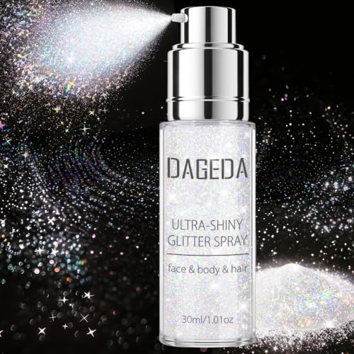 Prreal Dazzle White Body Glitter Spray, 30ML Glitter Hairspray Dry Powder | Face Body Shimmer Makeup, Hair Sparkles for Women Festival Outfits Rave Accessories,DIY Glitters Clothes & Nail Art, 05