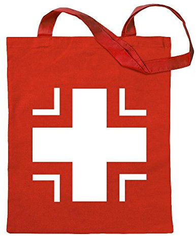 Kiwistar - Baumwolltasche - rot - Bundeswehr Kreuz - Tragetasche Stoffbeutel Umhängetasche Langer Henkel
