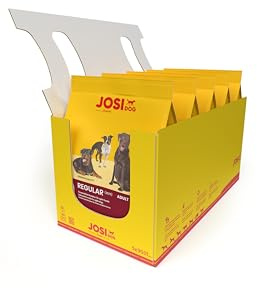 JosiDog Regular (5 x 900 g) | Hundfoder för vuxna hundar | torrfoder med glutenfritt recept för agile hundar | helfoder med 80 % animaliskt protein | Powered by JOSERA | 5-pack