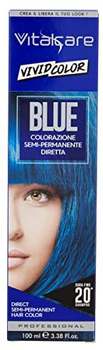 Vitalcare | Vivid - Colorazione Semipermanente Professionale, Tinta Colorante Capelli, Diretta, Capelli Morbidi, Idratati e Luminosi, Colore Blu