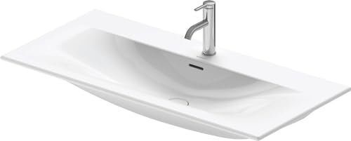 Duravit Lave-Mains Viu 234410, 1030 mm, avec trop-Plein, avec Table de robinetterie, 1 Trou de Robinet, Coloris: Blanc avec Wondergliss - 23441000001