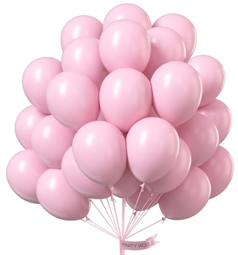 PartyWoo 100 Pink Balloons, 10 Inch Pastel Pink, Latex Party Balloons for Baby Shower, Birthday, Wedding, Bachelorette Party, Unisex, All Ages