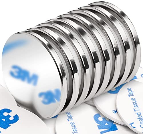FINDMAG 8 Stück 30 x 3 mm Neodym Magnet, Magnete Stark, Starke Scheibenmagnete, Seltenerdmagnete mit doppelseitigem Klebstoff, Neodym Magnete Extra Stark, Kühlschrankmagnete, Büro-Magnete