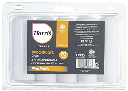 Harris Ultimate Woodwork Gloss Roller Sleeves, 10 Pack, 4