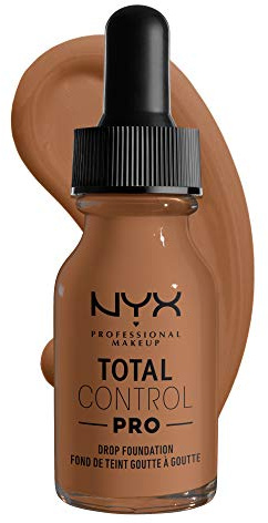 NYX Professional Makeup Total Control Pro Drop Foundation, Flüssiges Make up, Individuelle und aufbaubare Deckkraft, Vegane Formel, True-to-Skin Finish, 13 ml, Farbton: Mahogony