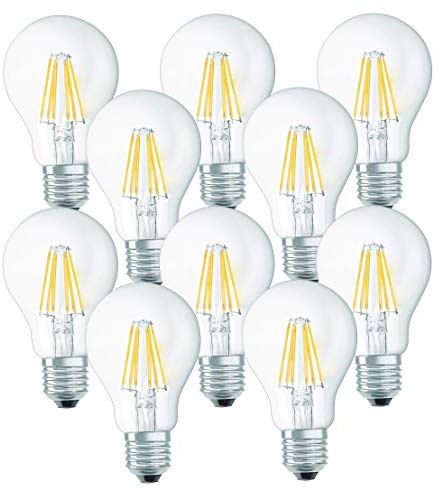 Trango 10er Pack E27001-10 LED Filament Birne 8 Watt 850 Lumen I 3000K Warmweiß I Ersatz für 60W Glühlampe I Glühbirne I Lampe I LED Birne in Tropfen Form mit E27 Fassung I Abstrahlwinkel 360°