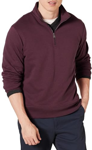 Amazon Essentials Men's Regular Fit Long-Sleeve Quarter-Zip Pullover Fleece Sweatshirt with Mock Neck, Midweight, Burgundy, X-Large
