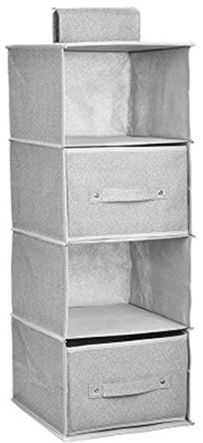 EXQULEG Hängeaufbewahrung Faltbarer Hängeorganizer, hängeregal kleiderschrank, Organizer für Kleiderschrank (Grau,4 Ebenen mit 2 Schubladen)