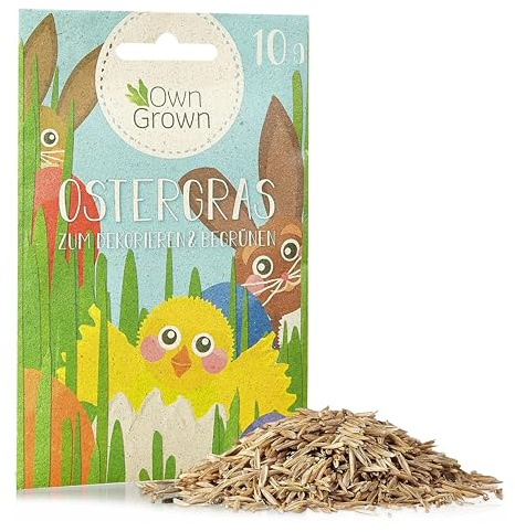 Ostergras Grün Samen zum Dekorieren und Begrünen - 10g Schönes Ostergras für die Anzucht auf Fensterbank, Balkon, in Topf und Schale - Katzengras Samen - Premium Pflanzensamen OwnGrown