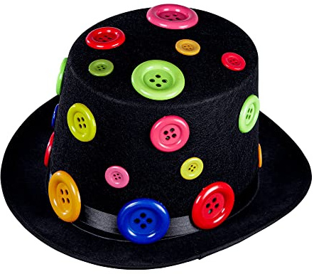 W WIDMANN MILANO Party Fashion - 11763 - Cappello a cilindro con bottoni colorati, in feltro, cappello, copricapo, clown, circo, festa in maschera, carnevale
