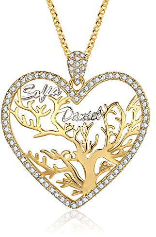 RolaOnly Collier personnalisé Arbre de Vie en Argent Sterling 925 chaîne en Or Famille amitié énergie Moments spéciaux Cadeau significatif pour Femme mère Famille