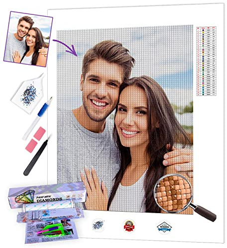 Lehaha Benutzerdefinierte 5D Diamond Painting Eigenes Bild Foto，Personalisiert Diamant Malerei Set Painting Full Bilder für Erwachsene，Vierkant-Bohrer(40x50cm)