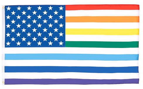 AZ FLAG Drapeau Etats-Unis Arc-en-Ciel gloire Ancienne 90x60 cm 2 Œillets | Usage intérieur et extérieur Drapeau décoratif gay USA Rainbow Old Glory coutures doubles et bords renforcés polyester 100D