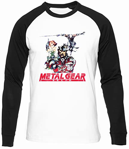 Metal Gear Solid Characters Männer Frauen Unisex Baseball T-Shirt Weiß Schwarze Ärmel Rundhals Men Women White Round Neck XL