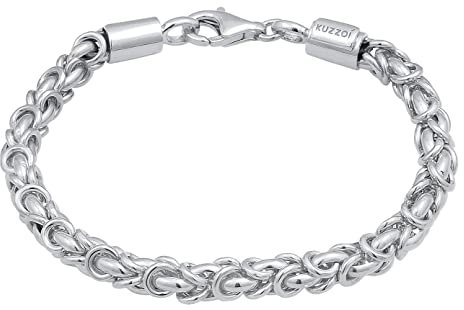 Kuzzoi Buddha Silber Armband für Herren, handgefertigtes Königsketten Armband (5 mm) aus 925 Sterling Silber, massives Königsarmband für Männer, Länge 21 cm