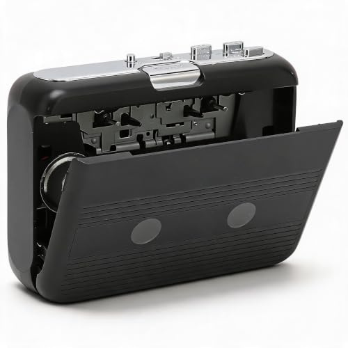 Annadue Bluetooth Kassettenspieler, Tragbarer Kassettenspieler mit Kopfhörer, Bluetooth Übertragung auf Kopfhörer/Lautsprecher, Unterstützt Automatische Reverse, UKW Radio, 3,5 mm(Schwarz)