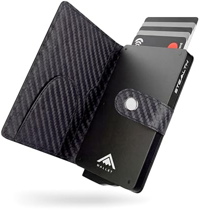 STEALTH Wallet - Slim Lightweight and Minimalist Card Holder Wallet - Metal RFID/NFC-Blocking Pop-up Wallets with Gift Box