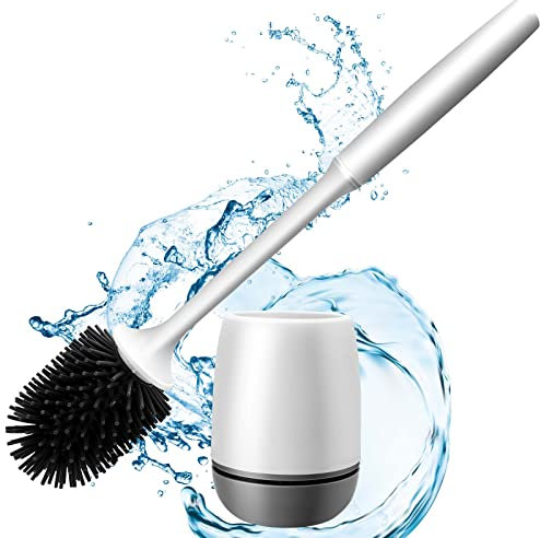Brosse WC en silicone avec support pour le nettoyage en profondeur et séchage rapide