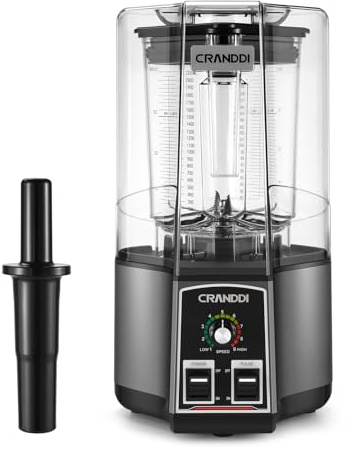 CRANDDI Blender blender silencieux, grand mixeur professionnel de 80 onces pour la maison, la cuisine, le broyage de glace, les smoothies et les smoothies, 1500 W, gris K85