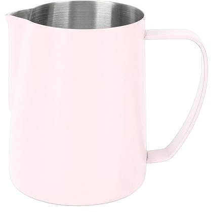 Tasse à Mousse de café, Pichet D'art de Latte à Bouche Pointue, Tasse à Crème en Acier Inoxydable avec Mesure à L'intérieur pour Faire de L'art du café au Lait (PINK)