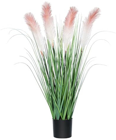 colorspec Künstliche hohe Graspflanze mit Schilfblüten,1 Töpfe,83 cm/33 Zoll,künstliches Pampasgras,Zwiebelgras,grüne Bodenpflanzen,Türdekoration für Wohnzimmer, Badezimmer, Garten (Rosa)