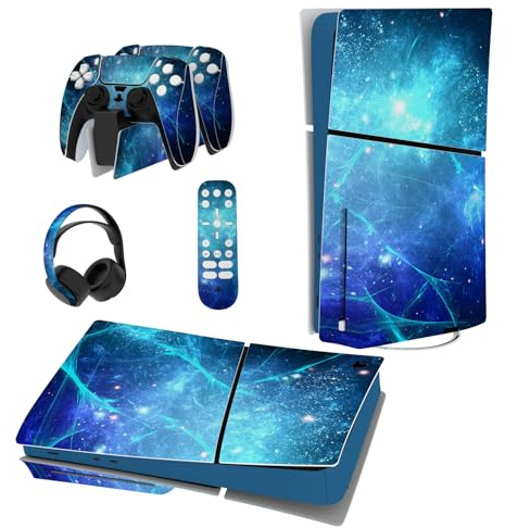 playvital Vinilo Adhesivo para ps5 Slim Edición Disc | Cobertura Completa, Protección Contra Arañazos, Fácil Aplicación, Sin Residuos, Ajuste Preciso, Nebulosa Azul