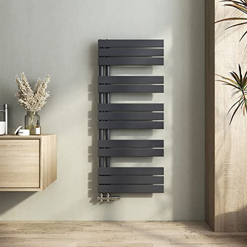 Heilmetz Termosifoni Moderni 1176x500mm Termoarredo Bagno Interasse 50 Radiatore Scaldasalviette da Parete G1/2, Vertical, Antracite, Scaldasalviette Bagno Termosifone Acciaio