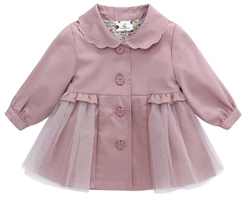famuka Giacca Bambina Bambine e Ragazze Giacche e cappotti Cappotti Abbigliamento di transizione Trechcoat Cardigan (Rosa, 12M)