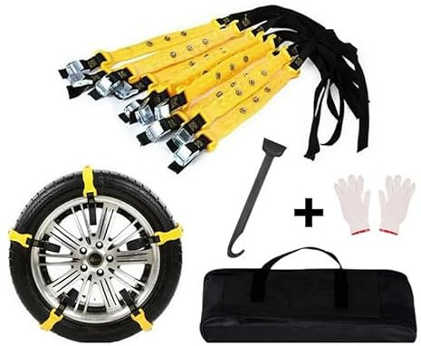 SSIMOO 10 Stück Auto Schneeketten,für Hummer H2 H3,Verstellbare Universal,für Reifenbreite 165-275mm