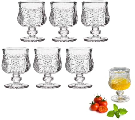 RYHMHA Lot de 6 Verres à Shot 50 ml - Pour Vin, Brandy, Cocktail, Whisky, Tequila et Sherry - Idéal pour Fête et Restauration à Domicile (Gerbera)
