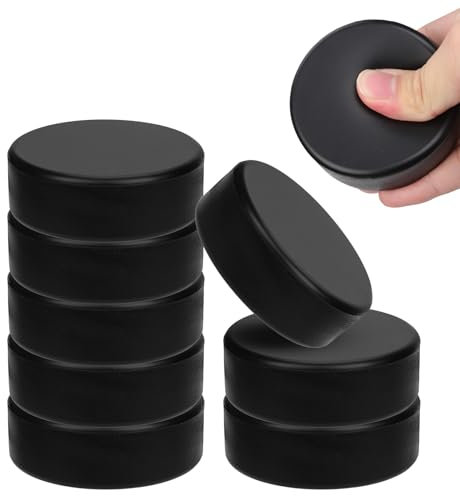 XIHIRCD 8 Stück Eishockey-Pucks, 7,5cm Schaumstoff-Hockey-Pucks mit 2,5cm Dicke Leicht Hockey-Ausrüstung für Training und Klassisches Training Indoor Gute Elastizität (Schwarz)