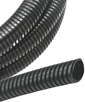 MyyYiTar 1in-10ft Wire Loom Conduit Protector Cable Sleeves Cover Hard Tubes for Outdoor Electrical Wire Management Organizer Kit– Black