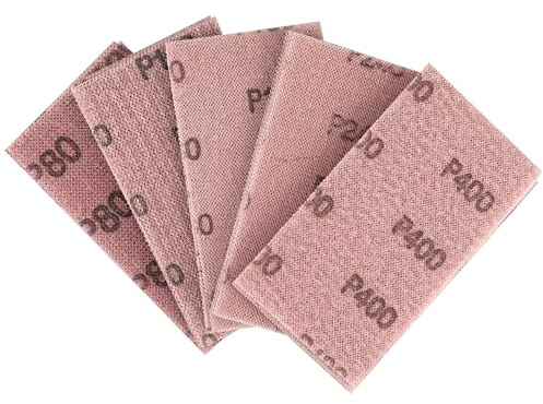 Shineboc 25pcs 70 * 125mm Mesh Sanding Sheets, Mesh Hook and Loop Sanding Pads 80 120 180 240 400 Grit Dust Free Abrasive Net Sander Disc Anti-Blocking Grinding Polishing Sandpaper for Wood Furniture