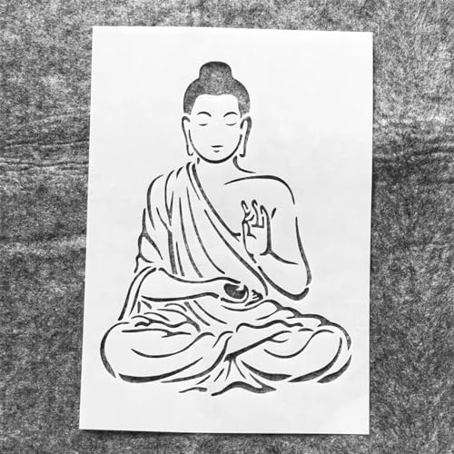 Zeichenschablonen-Set, A4, 29 cm, Mandala-Buddha-Patriarch-Schablonen zum Malen auf Holz, Wand, Stoff, Stein, Boden, Fliesen, Kunsthandwerk Schablonen für Heimdekoration