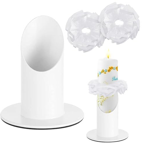 Kerzenständer Kommunionkerze, kerzenhalter Kommunion mit 2 Tropfschutz Kommunion Deko, Taufkerzenständer für 4cm Kerzen, Kerzenhalter für Taufe,Kommunion&Festlichkeiten Traukerze
