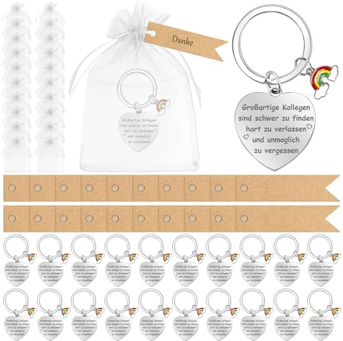 BAIFULAI 20 Sets Abschiedsgeschenke für Kollegen, Schlüsselanhänger Kollegin, Großartige Kollegen Sind Schwer zu Finden Kollegen Schlüsselanhänger, Vielen Dank Geschenkanhänger Jobwechsel Geschenk