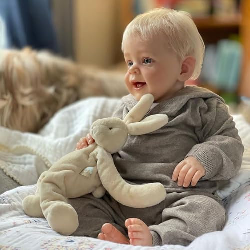 Zero pam Realistische Reborn Baby Puppen Junge,Lächelnde Neugeborene Babypuppen 24 Zoll/60CM Stoffkörper Reborn Baby Puppen,Reborn Puppen Lebensecht,Reborn Babys