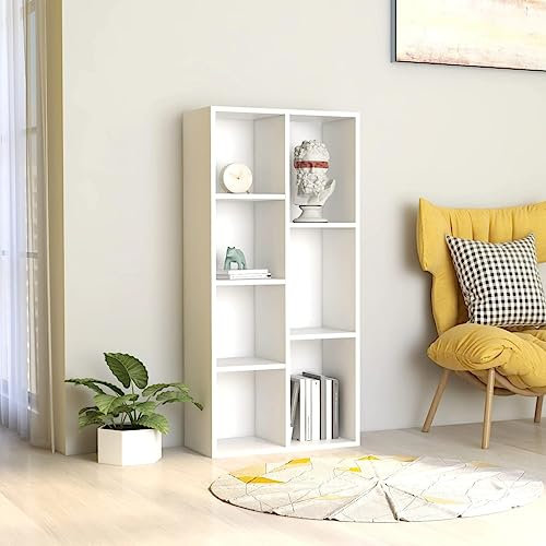 Willood Bücherregal, Standregal, Würfelregal, freistehend Büroregal Aufbewahrungsregal Aktenregal für Wohnzimmer, Büro Weiß 50×25×106 cm Holzwerkstoff