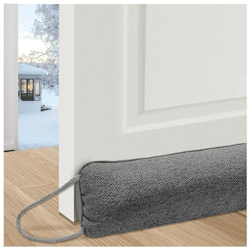 euluoziqing Zugluftstopper für Türen 91cm, Windstopper als Türvorleger, Luftzugstopper für Fenster und Kälteschutz Luftstopper, vor Lärm Wind und Insekten (Grau)