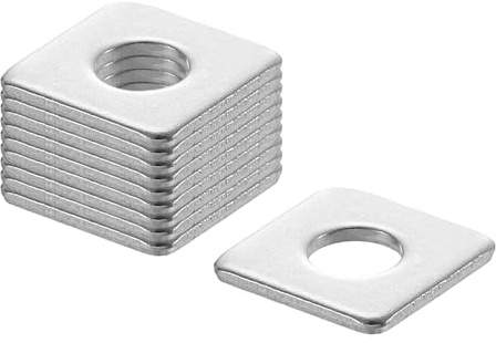 sourcing map 100 rondelle quadrate da 3/8 per bulloni da 5/32, rondelle piatte in acciaio inox 201, guarnizioni distanziali per riparazione di macchinari, costruzione esterna (0,1 cm di spessore)
