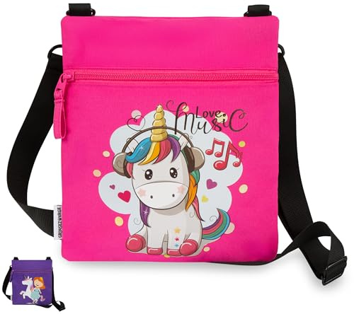 GRINSEZWERGE Umhängetasche für Mädchen | Kinder Schultertasche | Kinderhandtasche | Damen Handtasche | Tasche Top Model Geschenk für Mädchen | Kosmetiktasche Einhorn