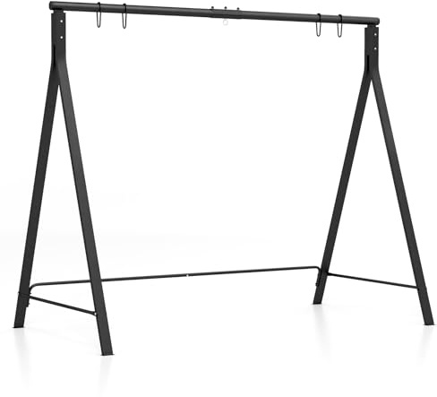 COSTWAY Estructura Columpio, Marco en Forma de A en en Acero, 2 Maneras de Colgarla, Soporte Silla Colgante Patio Terraza Balcón Jardín Exterior, 210 x 115 x 175 cm