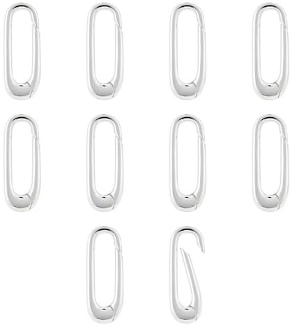 QIUTIMIY 10 stycken 18 karat guldpläterade ovala smyckeslås, smyckehalsband för förlängning eller reparation, silver (17,9 x 7 x 2,7 mm)
