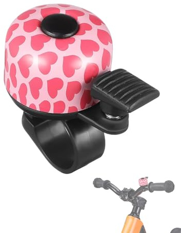 TPZORJX 1 pezzo campanello bici bambini, mini campanello in alluminio forte, accessori mountain bike, bici bambini, scooter(carino cuore rosa)