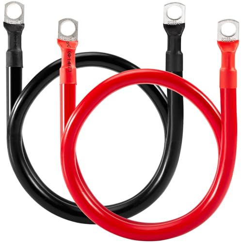 Gedlex Cable Bateria Coche 35mm2, Cables Arranque Batería 50cm, Alambre de Cobre Libre de Oxígeno, Corriente Máxima 150A, Tensión Nominal 450V, 2AWG 35mm² Cable Inversor de Batería 12V 24V