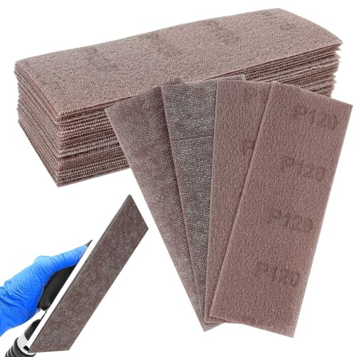 25 Pezzi 70 x 198mm Carta Vetrata Abrasiva, Carta Vetrata a Rete Senza Polvere, Compatibile Levigatrici Manuali, Set Multigrana 80, 120, 180, 240, 400, Per Pareti, Legno, Pala, Vernici (120)